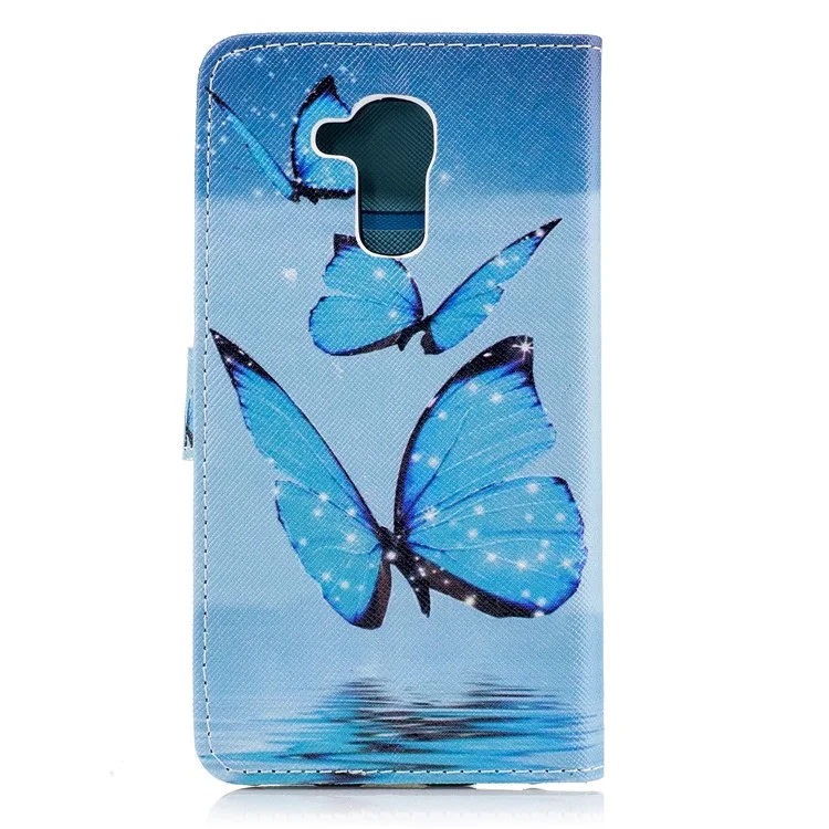 Pattern Printing Protective Leather Wallet Case for Huawei Honor 5c/GT3/Honor 7 Lite - Blue Butterfly