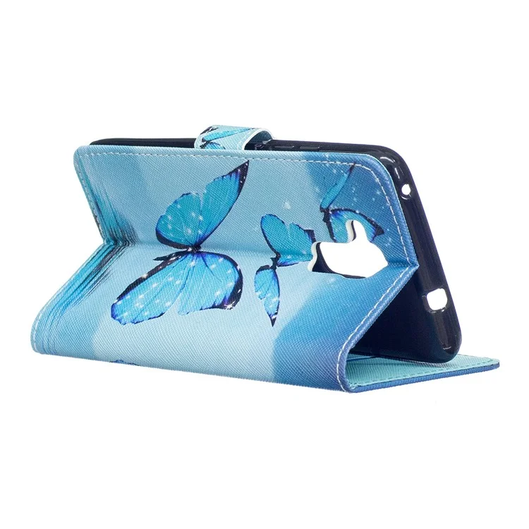 Pattern Printing Protective Leather Wallet Case for Huawei Honor 5c/GT3/Honor 7 Lite - Blue Butterfly