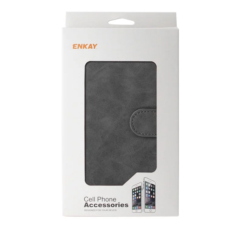 ENKAY Wallet PU Leather Mobile Phone Case with Stand for Huawei P10 Lite - Black