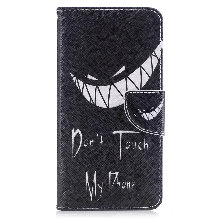 Pattern Printing Leather Mobile Phone Cover with Stand for Huawei Y7 (2017) -  Do not Touch My Phone