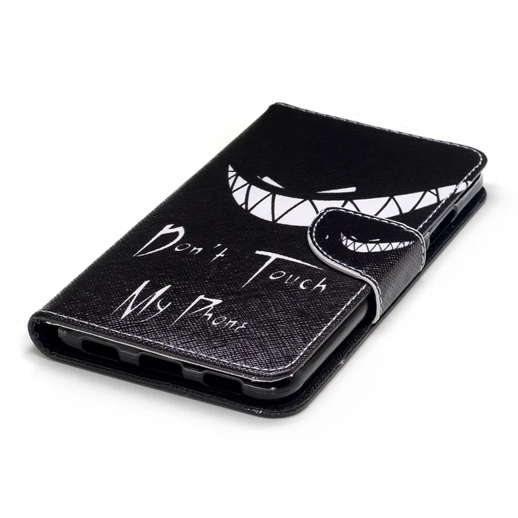 Pattern Printing Leather Mobile Phone Cover with Stand for Huawei Y7 (2017) -  Do not Touch My Phone