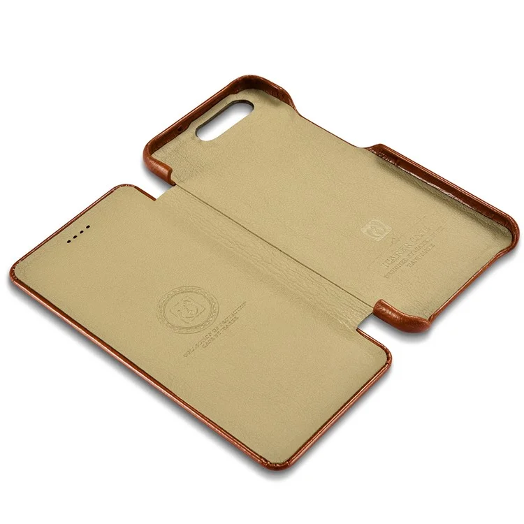 ICARER Curved Edge Vintage Genuine Leather Phone Shell for Huawei P10 Plus - Brown