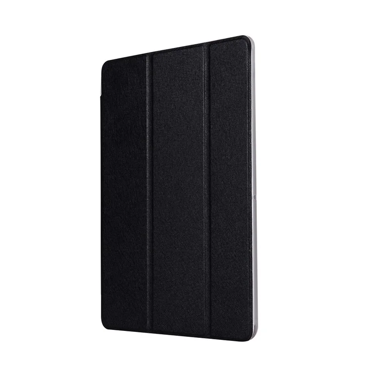 Silk Texture Tri-fold Leather Case with Stand for Huawei MediaPad T3 10 - Black