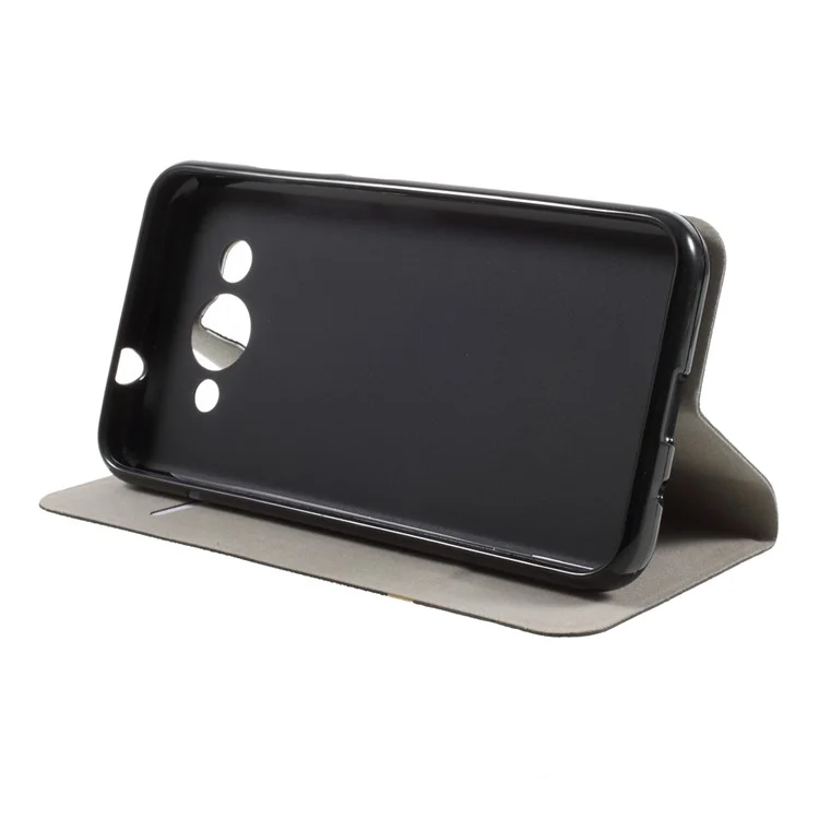 For Huawei Y3 (2017) Cross Texture Stand Leather Card Holder Shell Built-in Steel Sheet - Black