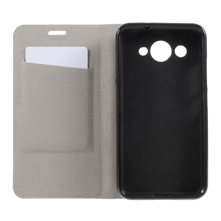 For Huawei Y3 (2017) Cross Texture Stand Leather Card Holder Shell Built-in Steel Sheet - Black