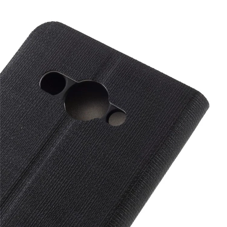 For Huawei Y3 (2017) Cross Texture Stand Leather Card Holder Shell Built-in Steel Sheet - Black