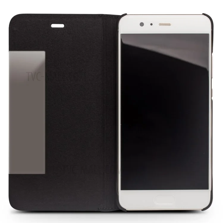 QIALINO Lizard Texture View Window Smart Genuine Cowhide Leather Case for Huawei P10 - Black