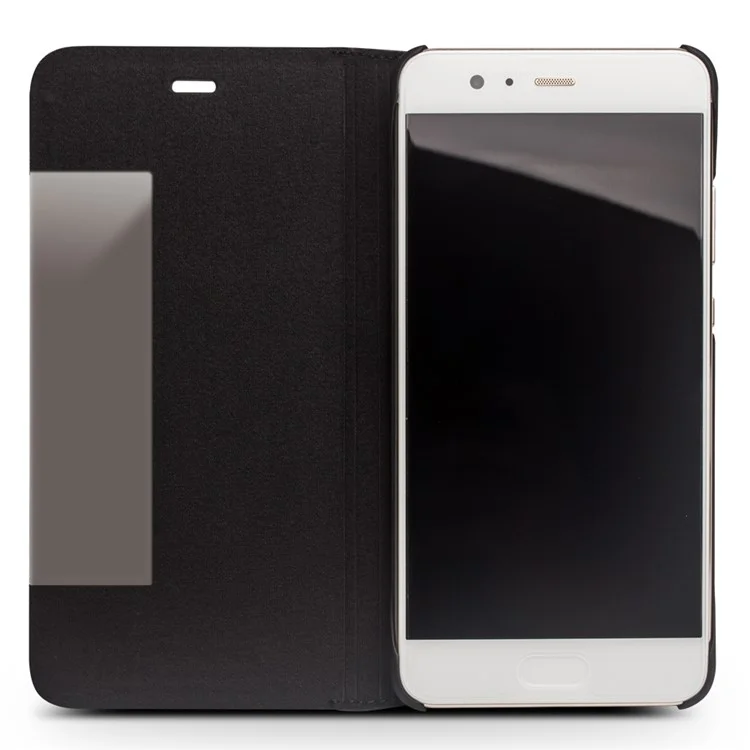 QIALINO View Window Smart Lizard Texture Leather Shell for Huawei P10 Plus - Black