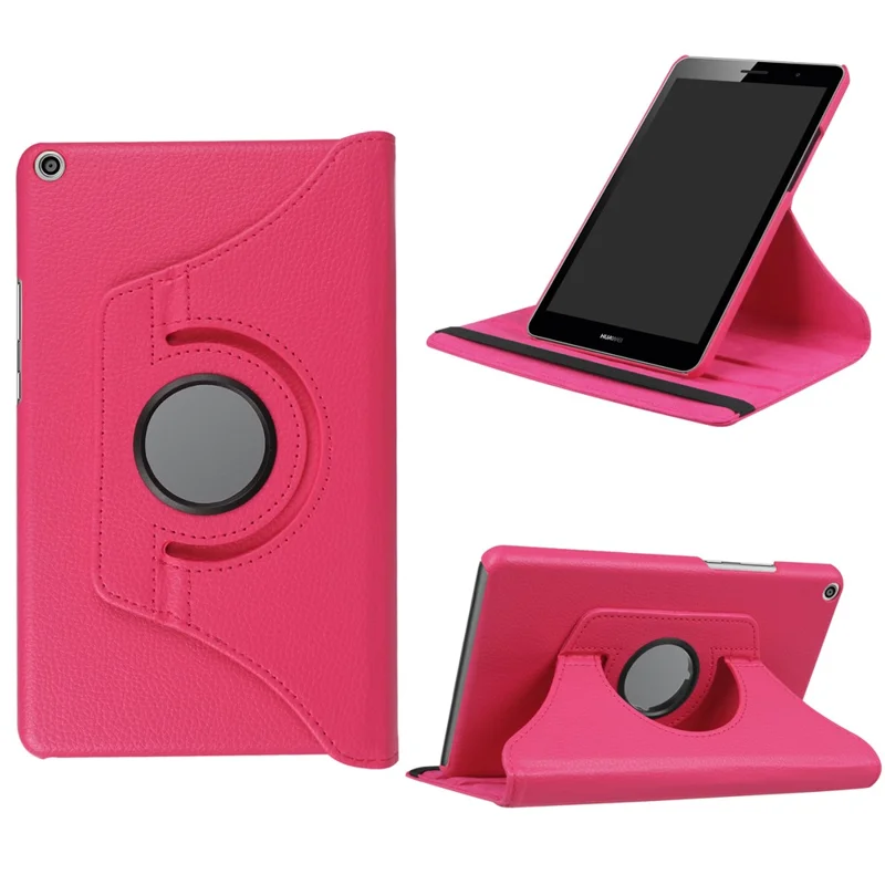 Litchi Skin Leather 360 Degree Rotary Stand Tablet Shell for Huawei Mediapad T3 8.0 - Rose