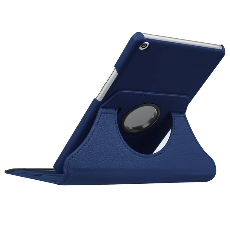 Litchi Skin Leather Tablet Case with 360 Degree Rotary Stand for Huawei Mediapad T3 8.0 - Dark Blue