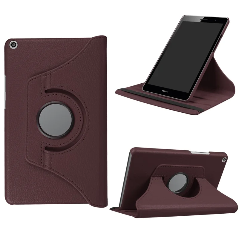 360 Degree Rotary Stand  Litchi Texture Leather Tablet Casing for Huawei Mediapad T3 8.0 - Brown