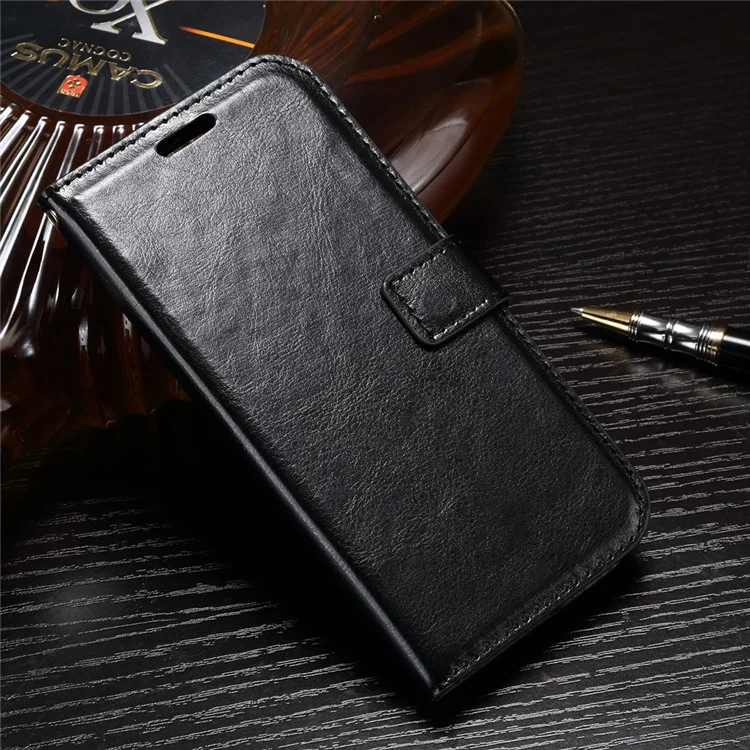 Crazy Horse Texture Leather Flip Stand Phone Cover for Huawei Honor 9 - Black