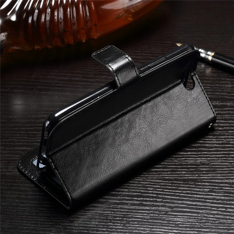 Crazy Horse Texture Leather Flip Stand Phone Cover for Huawei Honor 9 - Black