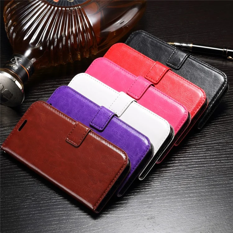 Crazy Horse Texture Leather Flip Stand Phone Cover for Huawei Honor 9 - Black