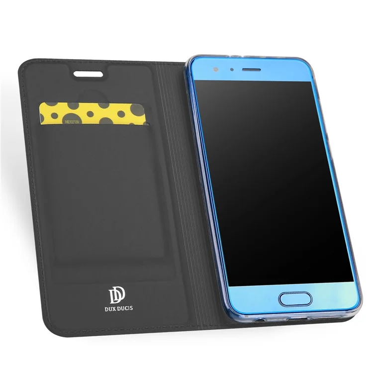 DUX DUCIS Skin Pro Series PU Leather Card Holder Stand Phone Case for Huawei Honor 9 - Dark Grey
