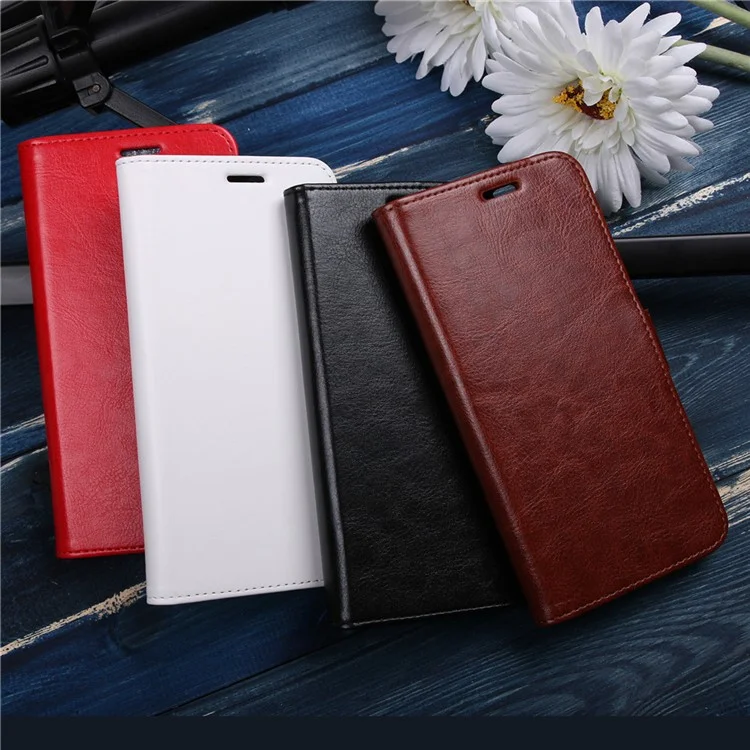 Crazy Horse Stand Wallet Leather Cell Phone Cover for Huawei Y7 (2017) - Black
