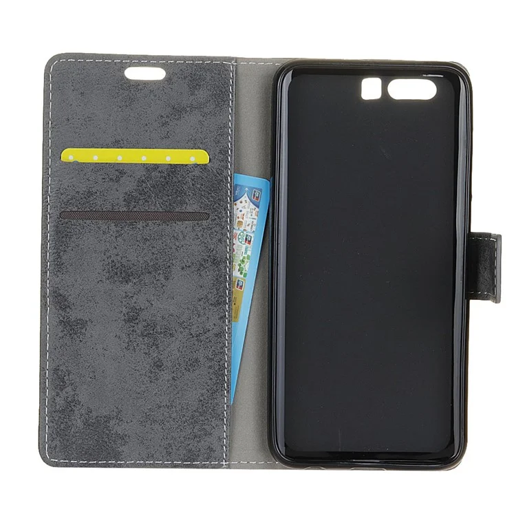 Retro Style Wallet PU Leather Phone Case for Huawei Honor 9 - Grey