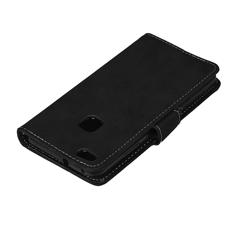 Matte Skin PU Leather Wallet Stand Flip Case for Huawei P10 Lite - Black
