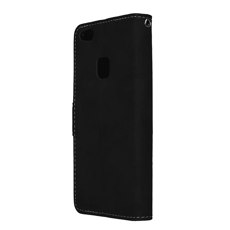Matte Skin PU Leather Wallet Stand Flip Case for Huawei P10 Lite - Black