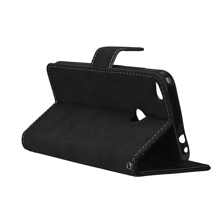 Matte Crazy Horse PU Leather Stand Cover with Card Slots for Huawei P8 Lite (2017) / Honor 8 Lite - Black