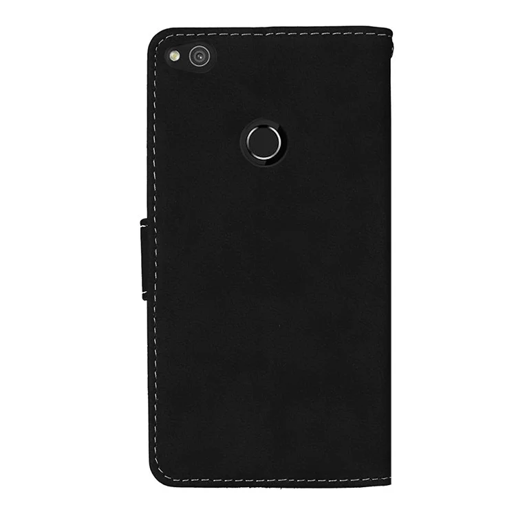 Matte Crazy Horse PU Leather Stand Cover with Card Slots for Huawei P8 Lite (2017) / Honor 8 Lite - Black