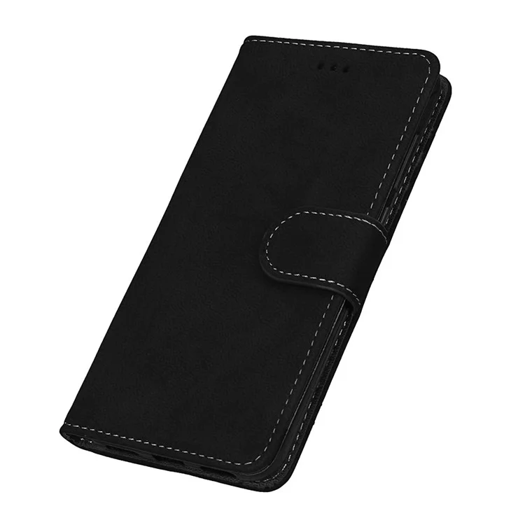 Matte Crazy Horse PU Leather Stand Cover with Card Slots for Huawei P8 Lite (2017) / Honor 8 Lite - Black