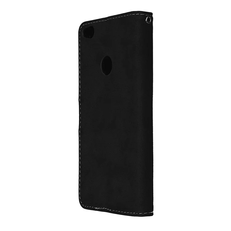 Matte Crazy Horse PU Leather Stand Cover with Card Slots for Huawei P8 Lite (2017) / Honor 8 Lite - Black