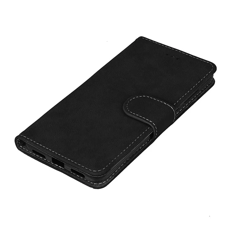 Matte Crazy Horse PU Leather Stand Cover with Card Slots for Huawei P8 Lite (2017) / Honor 8 Lite - Black