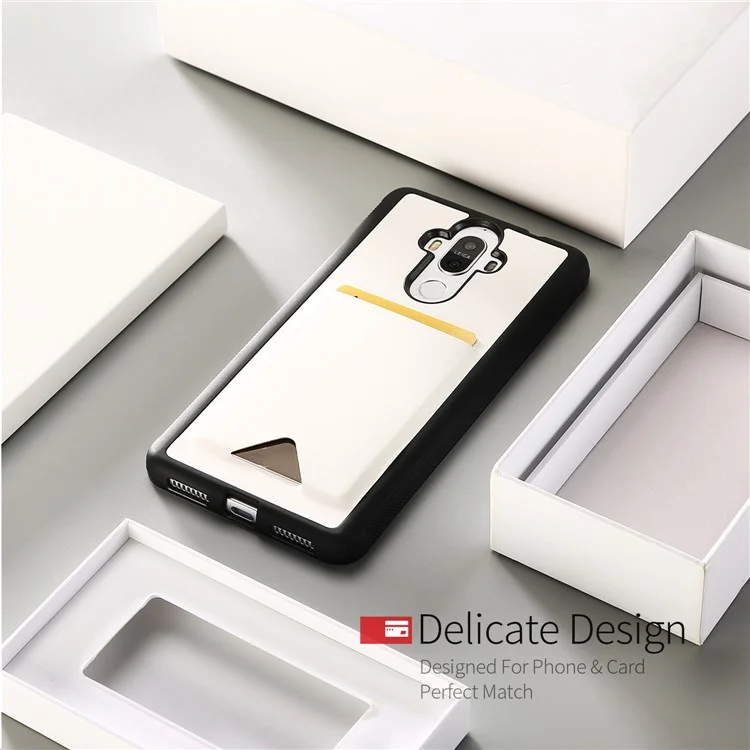DUX DUCIS Pocard Series PU Leather Skin TPU Back Casing with Card Holder for Huawei Mate 9 - White