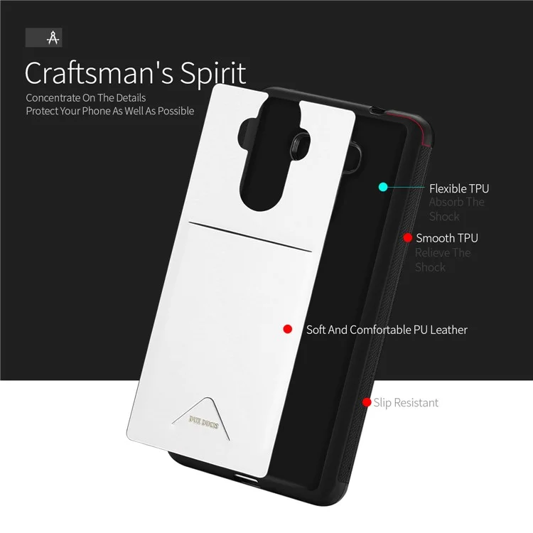 DUX DUCIS Pocard Series PU Leather Skin TPU Back Casing with Card Holder for Huawei Mate 9 - White