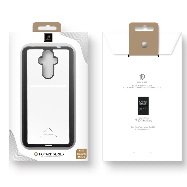 DUX DUCIS Pocard Series PU Leather Skin TPU Back Casing with Card Holder for Huawei Mate 9 - White