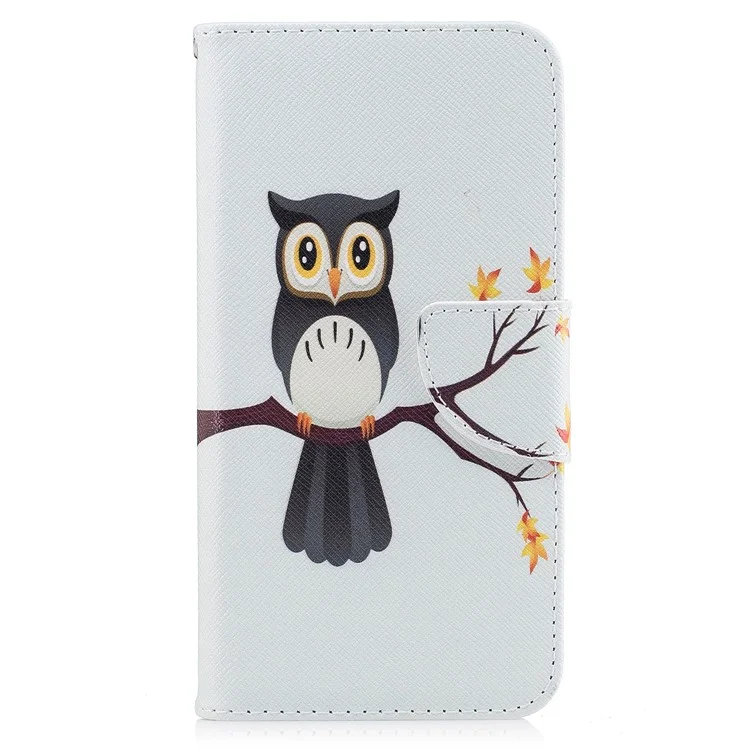 Pattern Printing Magnetic Leather Wallet Phone Casing with Stand for Huawei P8 Lite (2017) / Honor 8 Lite - Owl