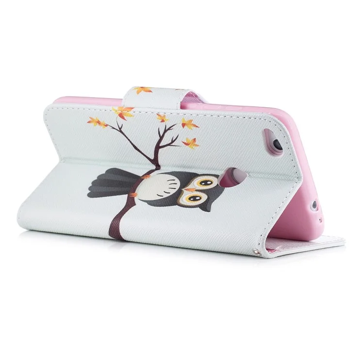 Pattern Printing Magnetic Leather Wallet Phone Casing with Stand for Huawei P8 Lite (2017) / Honor 8 Lite - Owl