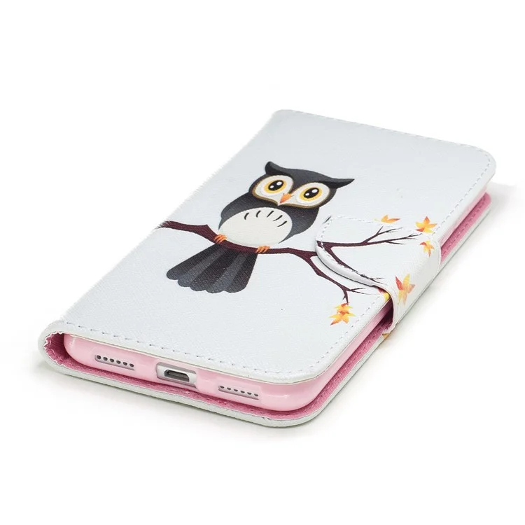 Pattern Printing Magnetic Leather Wallet Phone Casing with Stand for Huawei P8 Lite (2017) / Honor 8 Lite - Owl