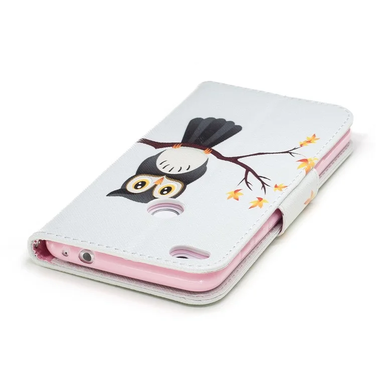 Pattern Printing Magnetic Leather Wallet Phone Casing with Stand for Huawei P8 Lite (2017) / Honor 8 Lite - Owl
