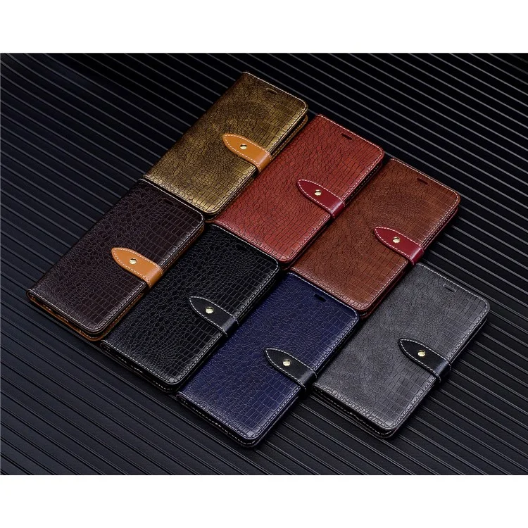 Crocodile Texture Stand Leather Wallet Mobile Phone Cover for Huawei P10 - Wine Red