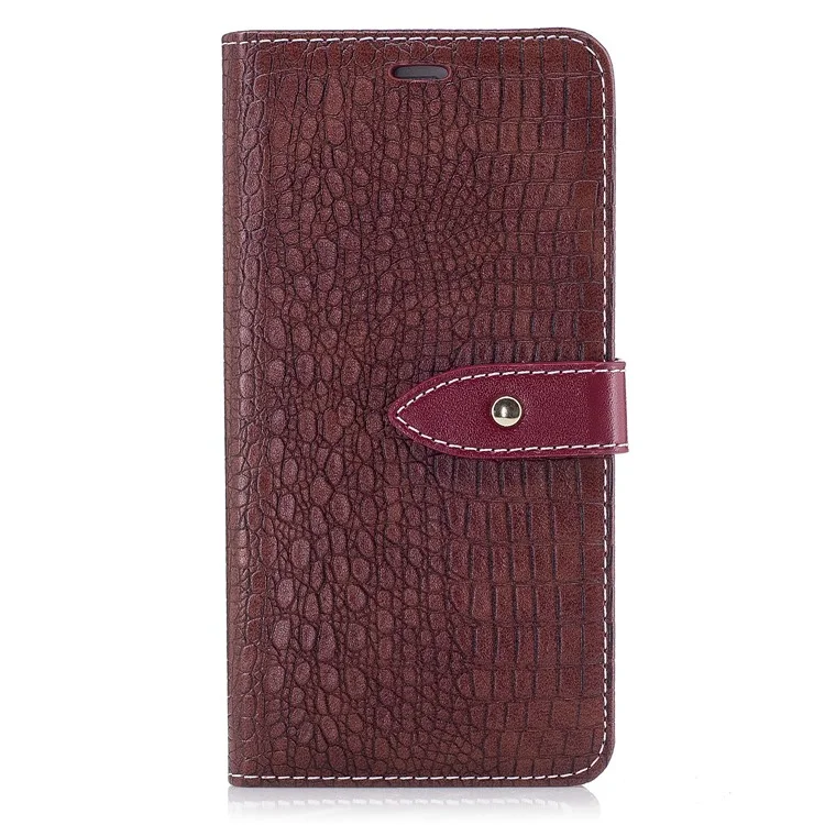 Crocodile Texture Stand Leather Wallet Mobile Phone Cover for Huawei P10 - Wine Red