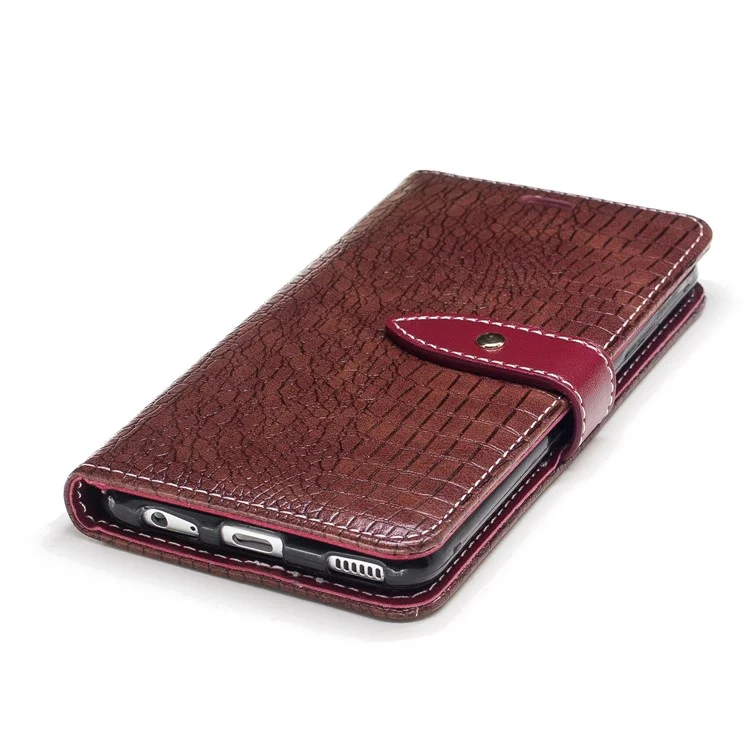 Crocodile Texture Stand Leather Wallet Mobile Phone Cover for Huawei P10 - Wine Red