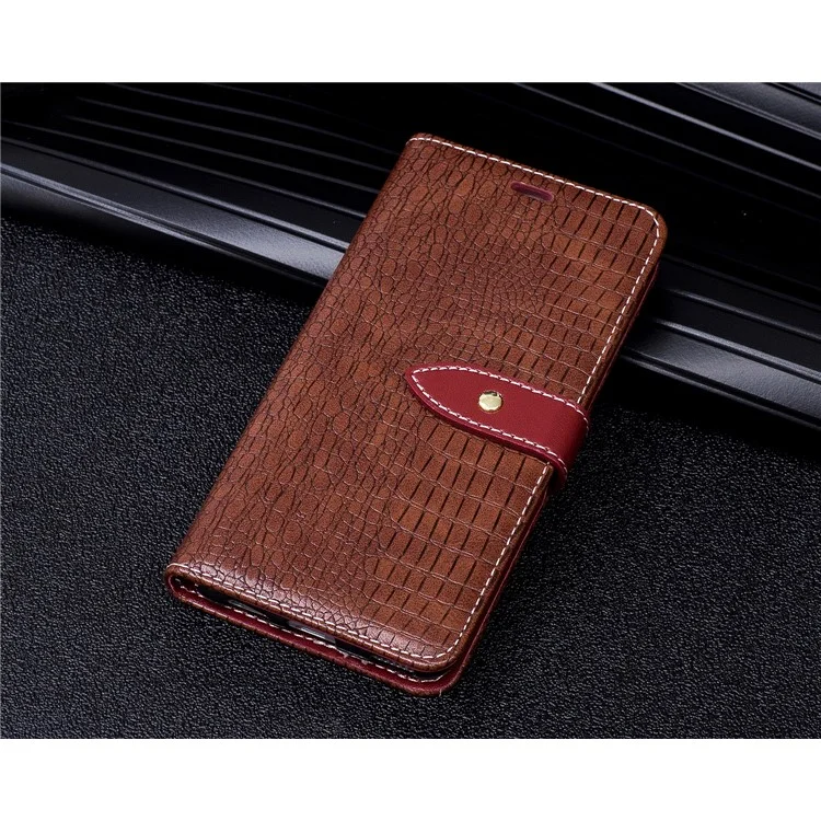 Crocodile Texture Stand Leather Wallet Mobile Phone Cover for Huawei P10 - Wine Red