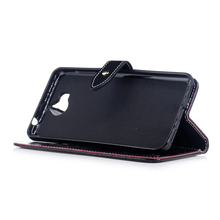 Crocodile Texture Wallet PU Leather Stand Case Shell with Card Slots for Huawei Y5 (2017) / Y6 (2017) - Black