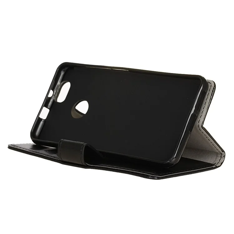 Crazy Horse Skin Leather Wallet Stand Casing for Huawei P9 lite mini / Enjoy 7 / Y6 Pro (2017) - Black