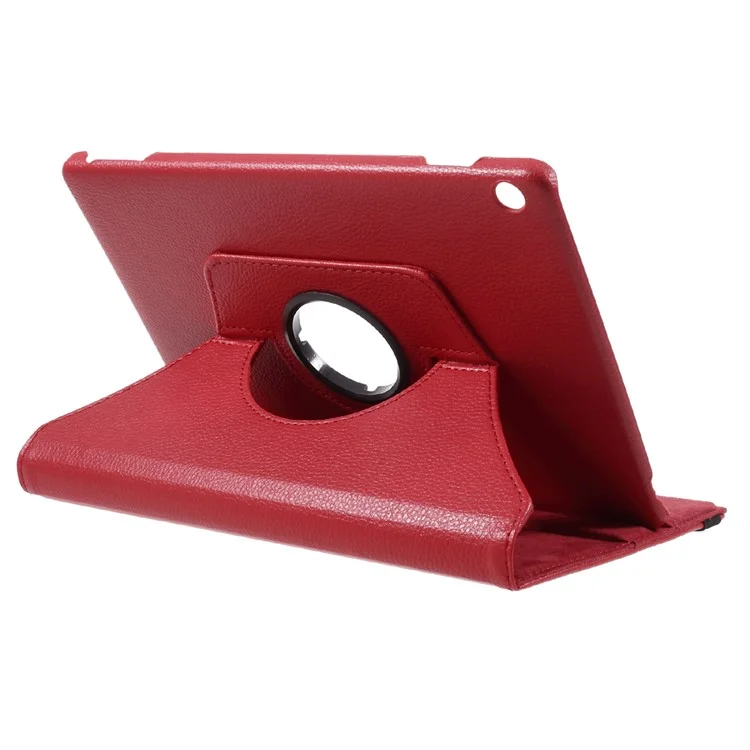 Litchi Texture 360° Swivel Leather Stand Cover for Huawei MediaPad M3 Lite 10 (10.1 Inch) - Red