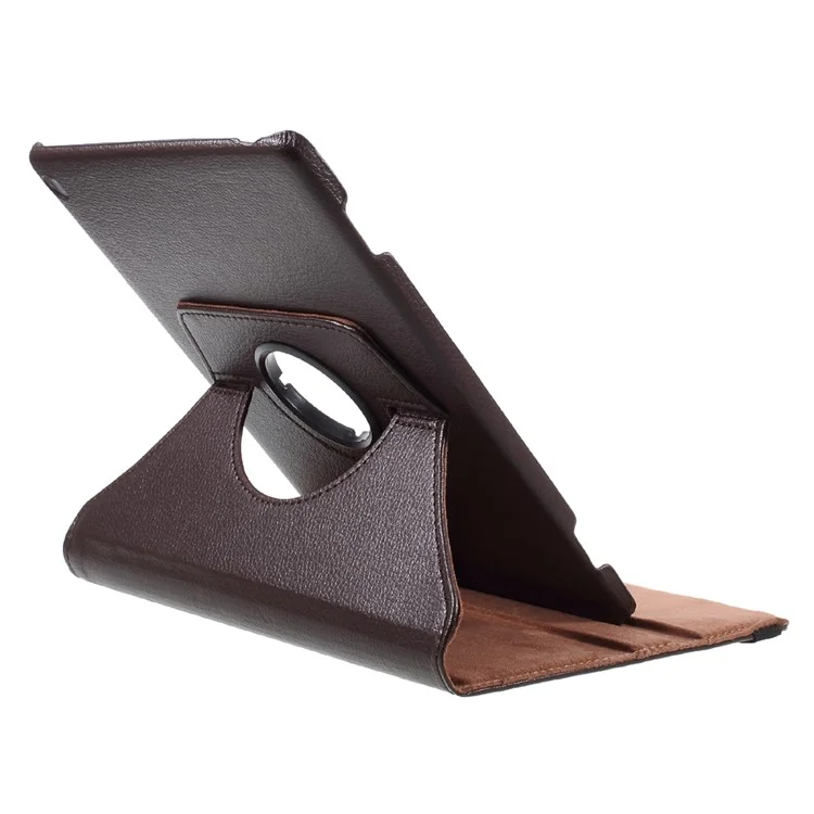 For Huawei MediaPad M3 Lite 10 (10.1 Inch) Leather Rotary Stand Cover Case with Litchi Grain - Brown