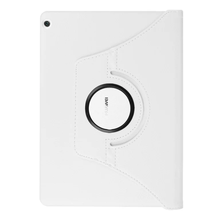 Litchi Skin Smart PU Leather Rotary Stand Folio Case with Elastic Band for Huawei Mediapad M3 Lite 10 - White