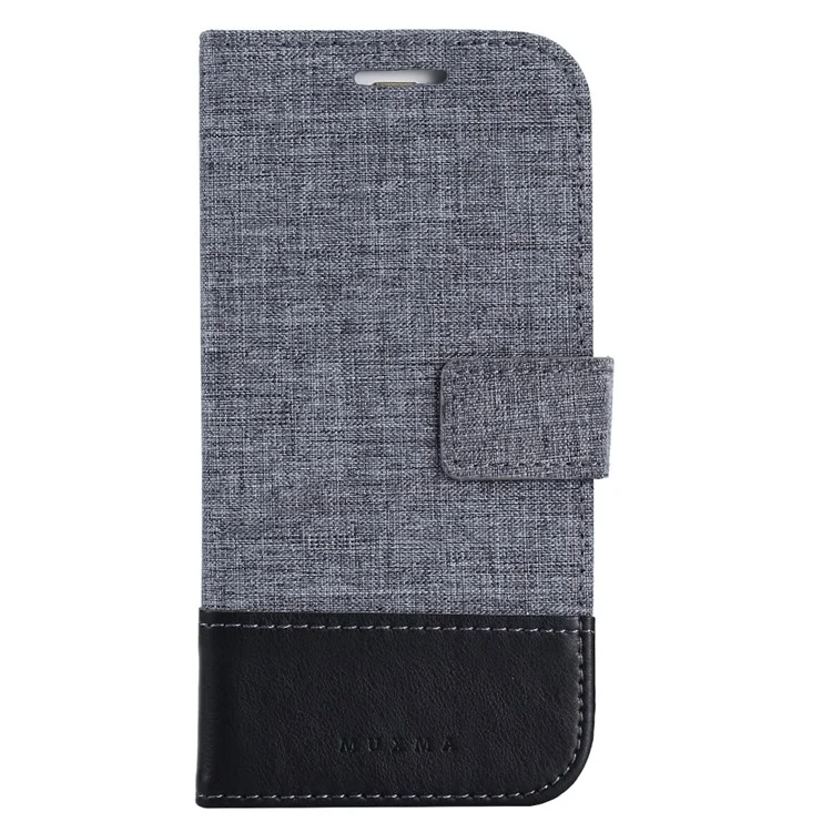 MUXMA Cuir Canvas Splicing Stand Folio Cellule de Téléphone Portable Shel de Téléphone Pour Huawei P10 - le Noir