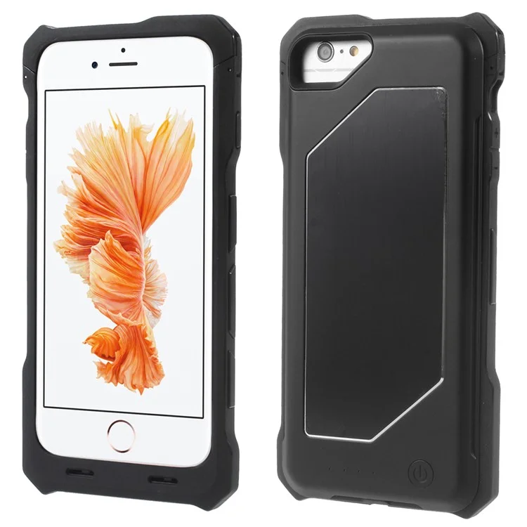 IFANS MFI Certified 4000mAh Battery Charger Case for iPhone 6 Plus / 6s Plus with Metal Plate - Black