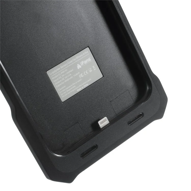 IFANS MFI Certified 4000mAh Battery Charger Case for iPhone 6 Plus / 6s Plus with Metal Plate - Black