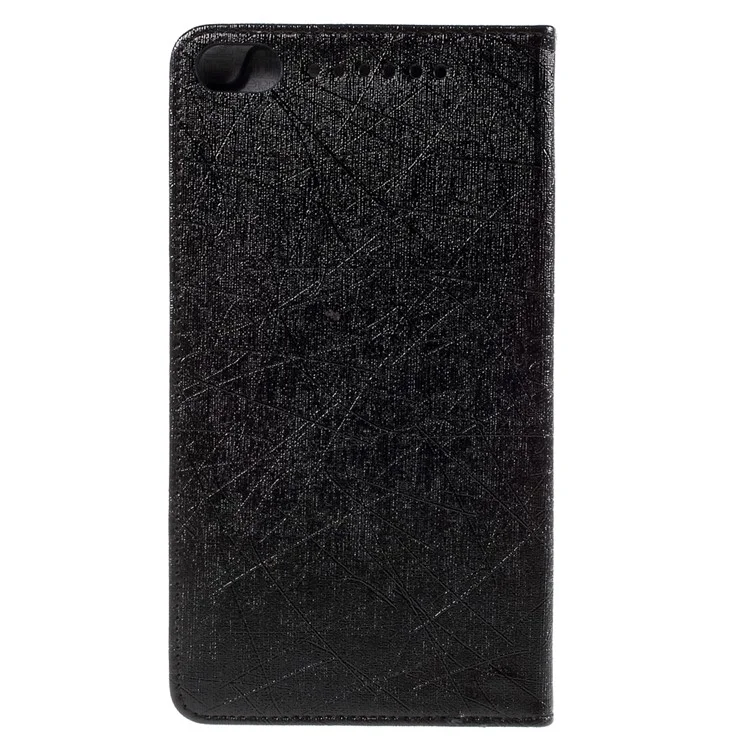 Tri-fold Stand Leather Case for Lenovo PHAB Plus PB1-770N 6.8-inch Lines Texture - Black