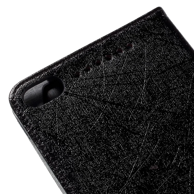 Tri-fold Stand Leather Case for Lenovo PHAB Plus PB1-770N 6.8-inch Lines Texture - Black