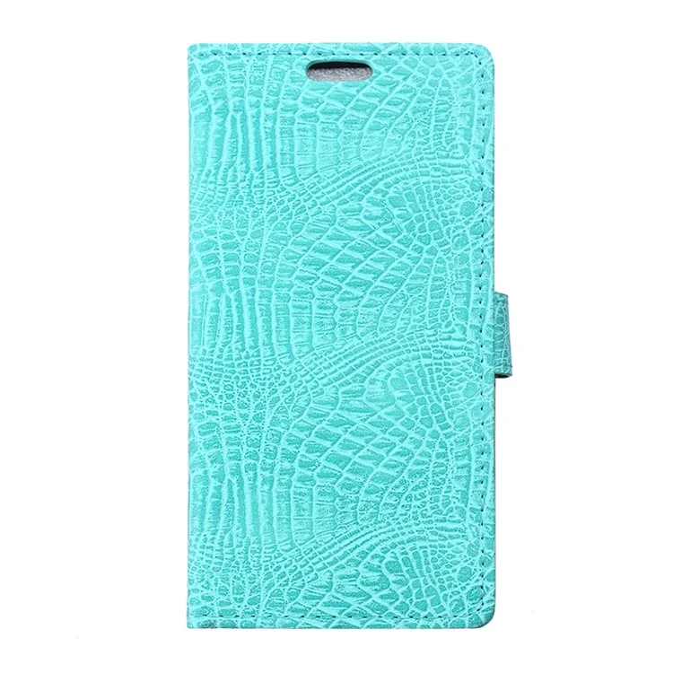 Crocodile Texture Leather Card Holder Shell for Lenovo Vibe P1m - Cyan